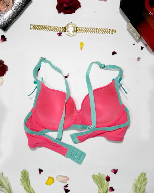 Women Push Up Underwire Bra Smoothing Lace Everyday Bra - Hot Pink