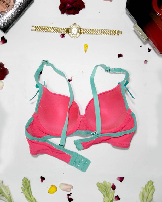 Women Push up Underwire Bra Smoothing Lace Everyday Bra - Hot Pink
