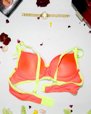 Women Push up Underwire Bra Smoothing Lace Everyday Bra - Orange