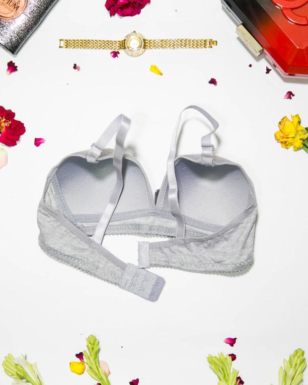 Women Soft Comfortable Wirefree Padded Bra - Grey - 093
