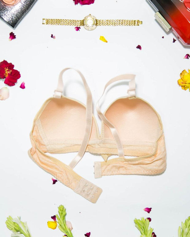 Women Soft Comfortable Wirefree Padded Bra - Skin - 093