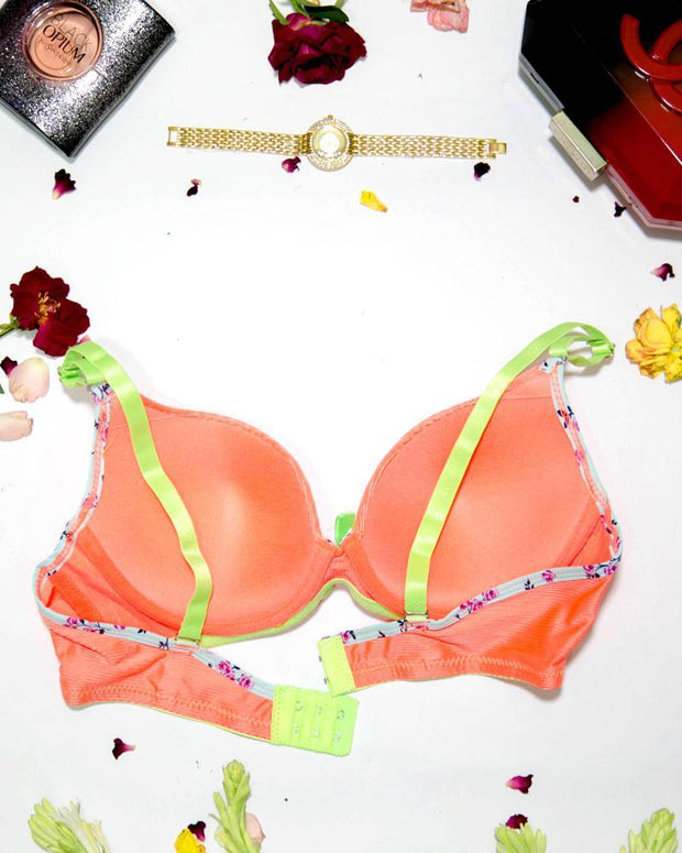 Women Push Up Underwire Smoothing Bra - Orange - 678