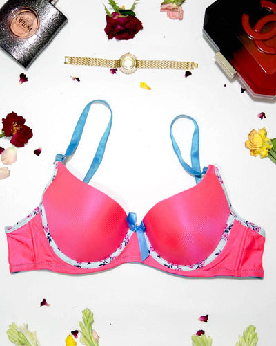 Women Push up Underwire Smoothing Bra - Hot Pink - 678