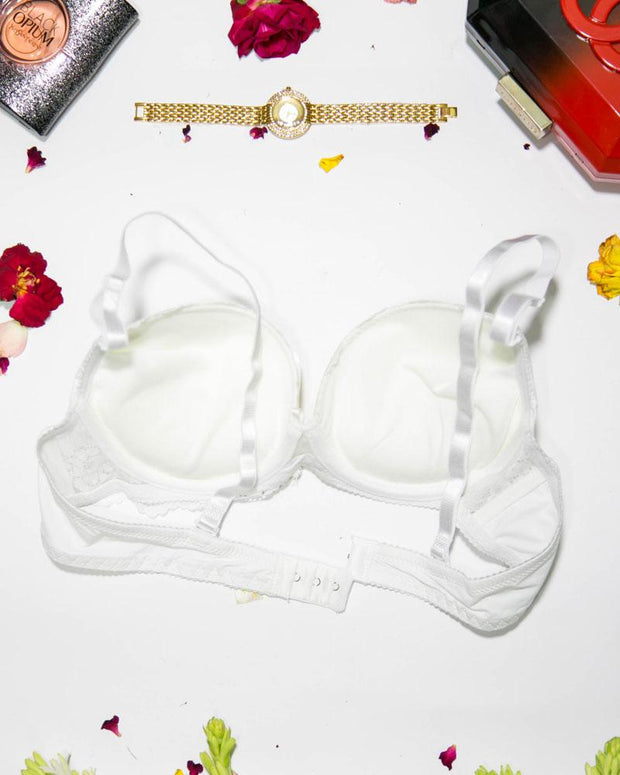 Bridal Lace Bra - Double Padded Underwire Bra - White - 2899