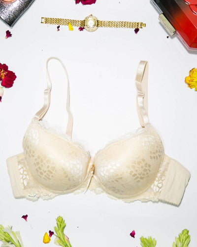 Bridal Lace Bra - Double Padded Underwire Bra - Skin - 2899