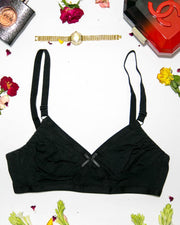 Basic Bra - Black - Cotton Bra - Non Padded Bra - Non Wired Bra