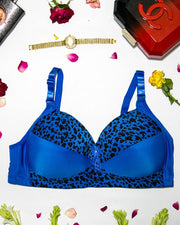 Sexy Cheetah Print Plus Size Bra - Firozi  Push Up Bra, Single Padded Bra