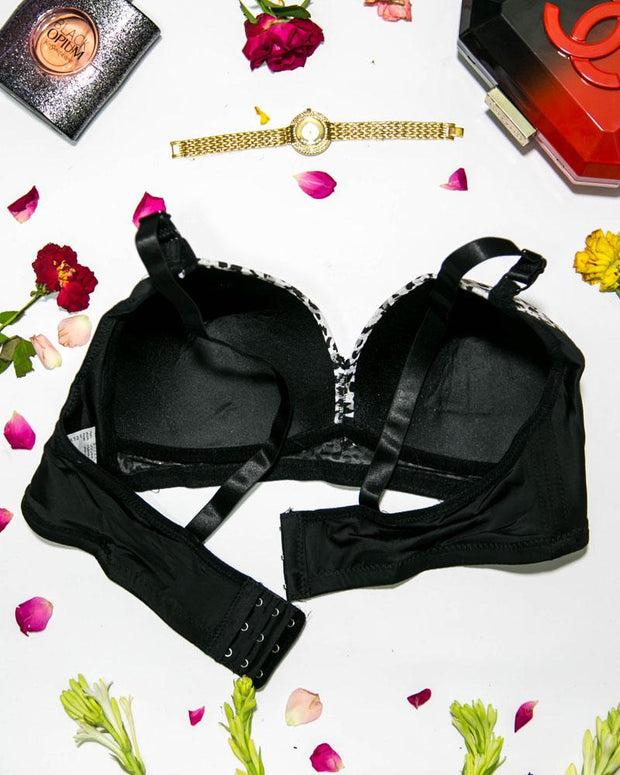 Sexy Cheetah Print Plus Size Bra - Black