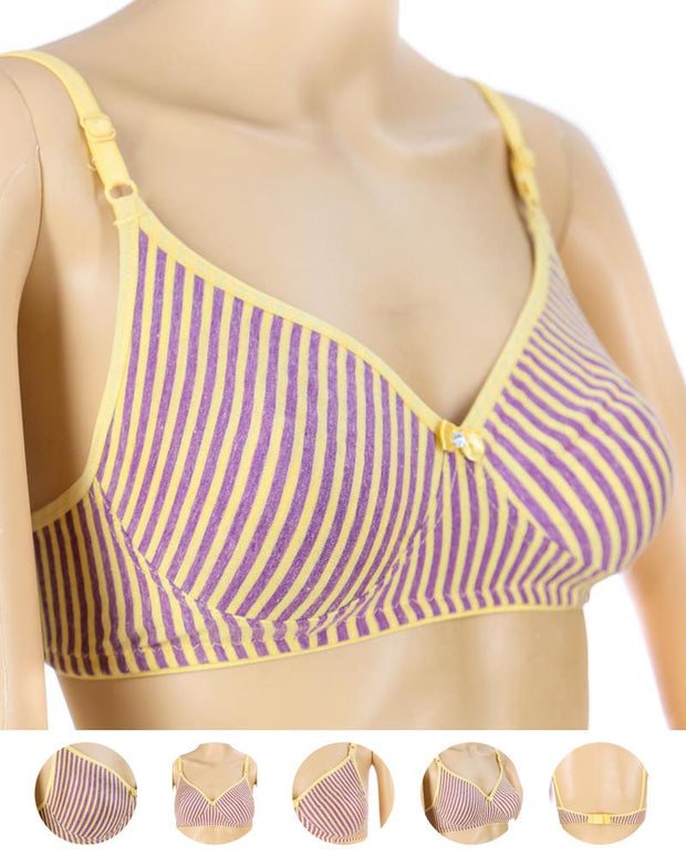 Pack of 3 - Madam Bra - M-4 - Non Padded, Non Wired Bra, Soft Jersey Cotton Bra