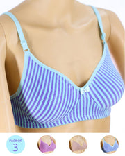 Pack of 3 - Madam Bra - M-4 - Non Padded, Non Wired Bra, Soft Jersey Cotton Bra