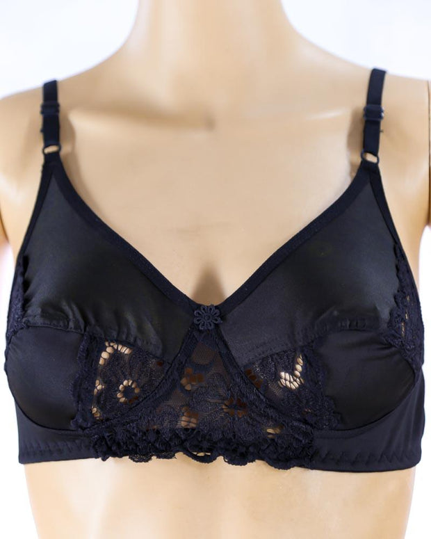 Pack of 2 - Madam Bra - JOY - Non Padded, Non Wired Bra, Soft Jersey Cotton Lace Bra