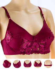 Pack of 2 - Madam Bra - JOY - Non Padded, Non Wired Bra, Soft Jersey Cotton Lace Bra