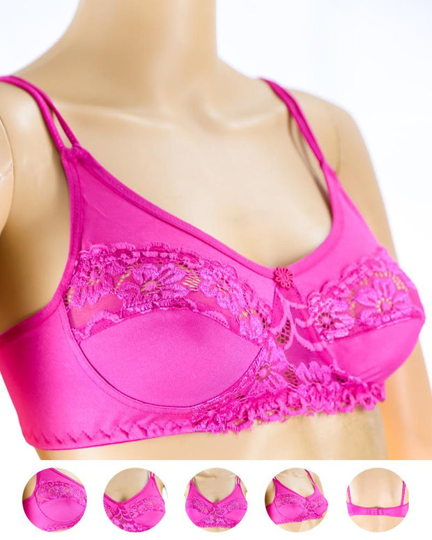 Pack of 3 - Madam Bra - BOE - Non Padded, Non Wired Bra, Soft Jersey Cotton Lace Bra