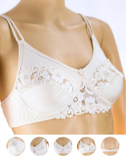 Pack of 3 - Madam Bra - BOE - Non Padded, Non Wired Bra, Soft Jersey Cotton Lace Bra