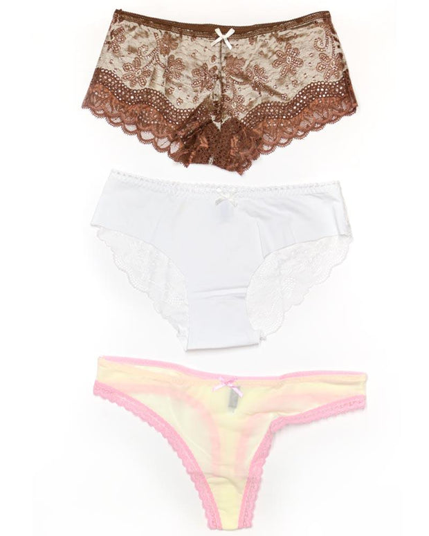 Pack of 3 Sexy Net Panty - Mix Colors & Designs