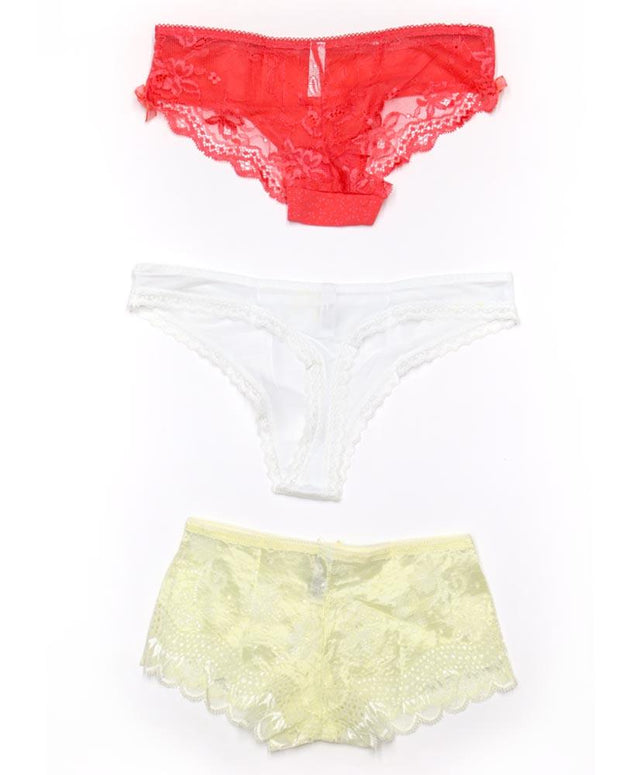 Pack of 3 Sexy Net Panty - Mix Colors & Designs