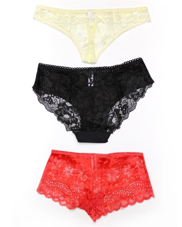 Pack of 3 Sexy Net Panty - Mix Colors & Designs