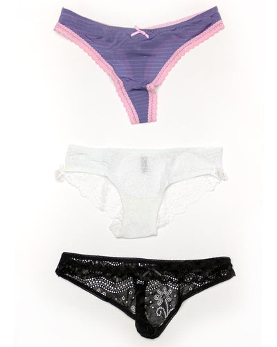 Pack of 3 Sexy Net Panty - Mix Colors & Designs