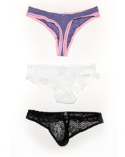 Pack of 3 Sexy Net Panty - Mix Colors & Designs