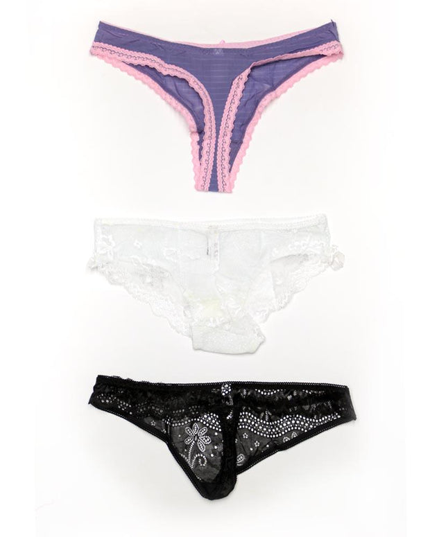 Pack of 3 Sexy Net Panty - Mix Colors & Designs