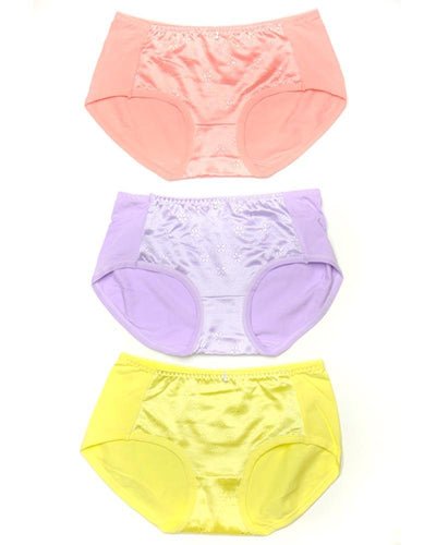 Pack of 3 Fancy Soft Cotton Panty - Mix Colors-KN335