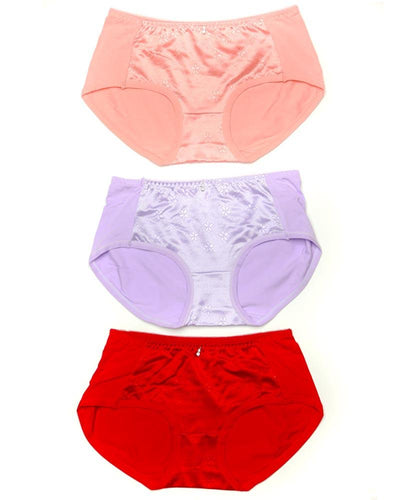 Pack of 3 Fancy Soft Cotton Panty - Mix Colors-KN335