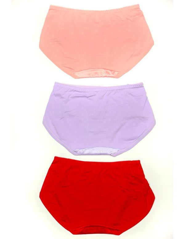 Pack of 3 Fancy Soft Cotton Panty - Mix Colors-KN335