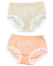 Pack of 2 Basic Soft Cotton Stretchable Lace Panty FP-657 - Mix Colors