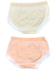 Pack of 2 Basic Soft Cotton Stretchable Lace Panty FP-657 - Mix Colors