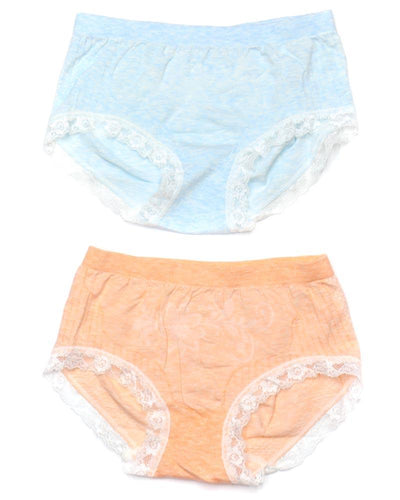 Pack of 2 Basic Soft Cotton Stretchable Lace Panty FP-657 - Mix Colors