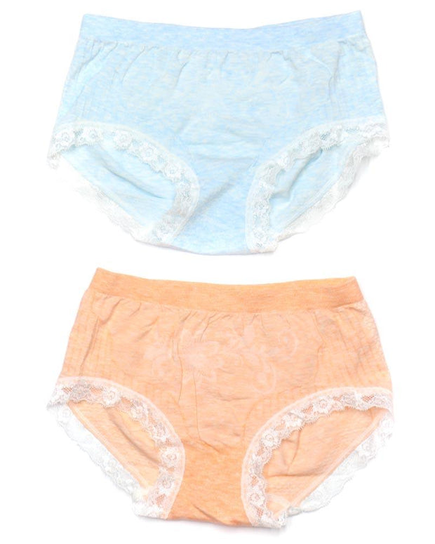 Pack of 2 Basic Soft Cotton Stretchable Lace Panty FP-657 - Mix Colors