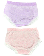 Pack of 2 Basic Soft Cotton Stretchable Lace Panty FP-657 - Mix Colors