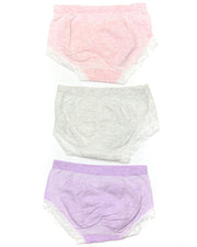 Pack of 3 Basic Soft Cotton Stretchable Lace Panty FP-657 - Mix Colors