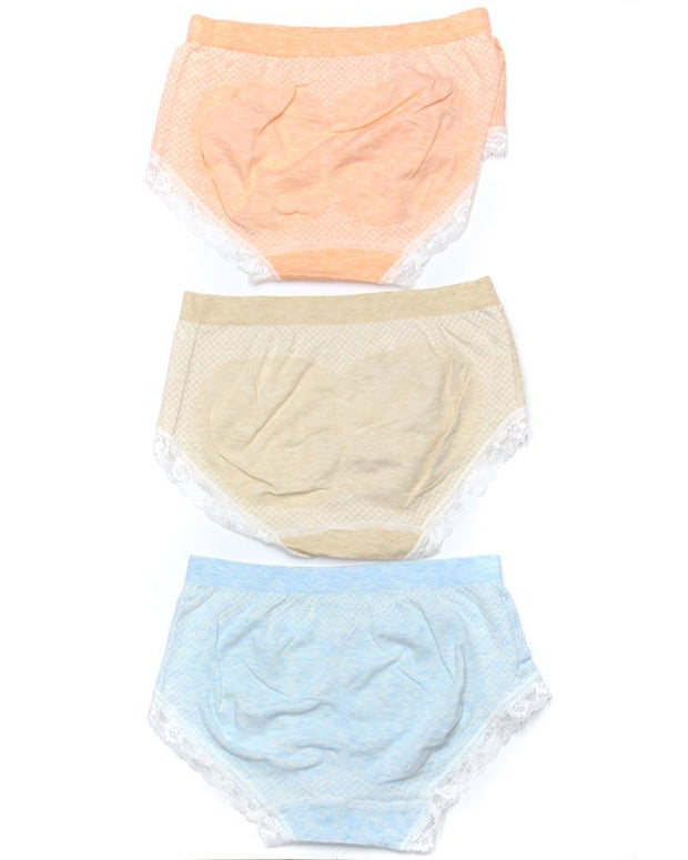 Pack of 3 Basic Soft Cotton Stretchable Lace Panty FP-657 - Mix Colors