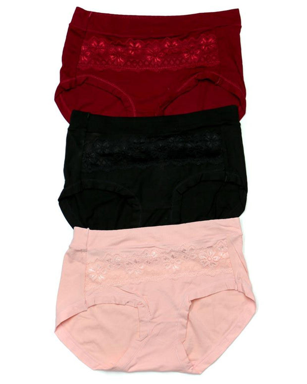 Pack of 3 Basic Soft Cotton Stretchable Panty FP-656 - Mix Colors