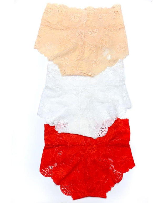 Pack of 3 Sexy Net Panty - SH-640 - Sisterhood - Black White Red Skin
