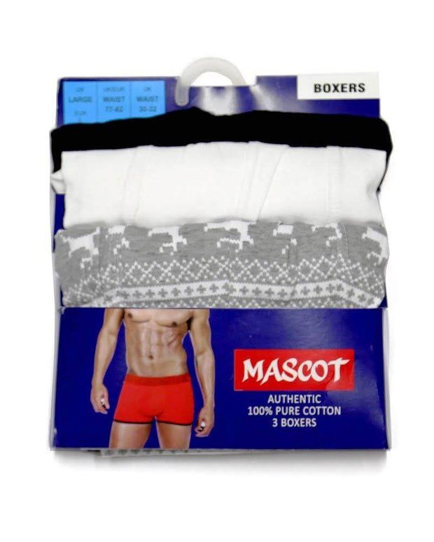 Pack of 3 - Mascot Pure Cotton Mens Boxers - Colourful