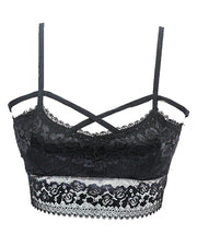 Black Net Lace Cotton Push Up Bra 6519