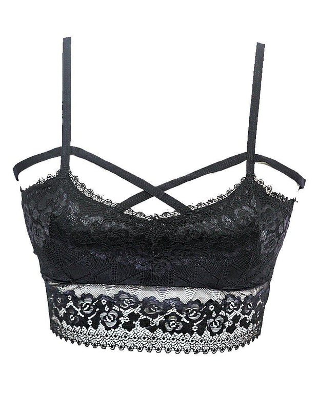 Black Net Lace Cotton Push Up Bra 6519