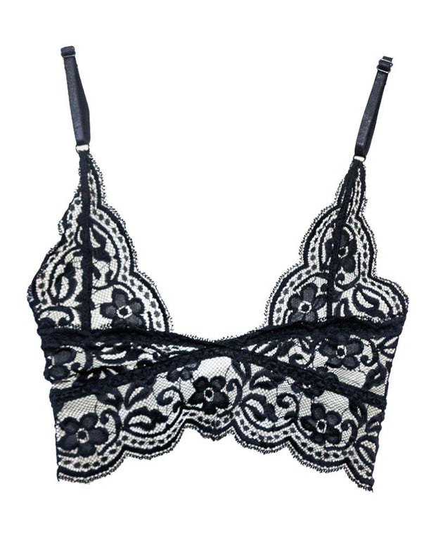 Black Sexy Lace Cotton Bra 9265