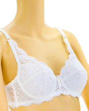 Embroidered Lace Bra - White - Bridal Bra - Non Padded Underwired Bra - Taiwan Bra - 8863