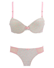 Girls Bra Panty Set Pink & White - Single Padded Underwired Bra - Wink Pink Lingerie