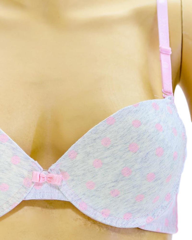 Girls Bra Panty Set Pink & White - Single Padded Underwired Bra - Wink Pink Lingerie
