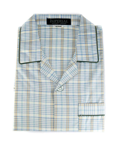 Mens Wedding Nightwear - Checkered Design Nightdress By Hy-Brow Plus High Classic
