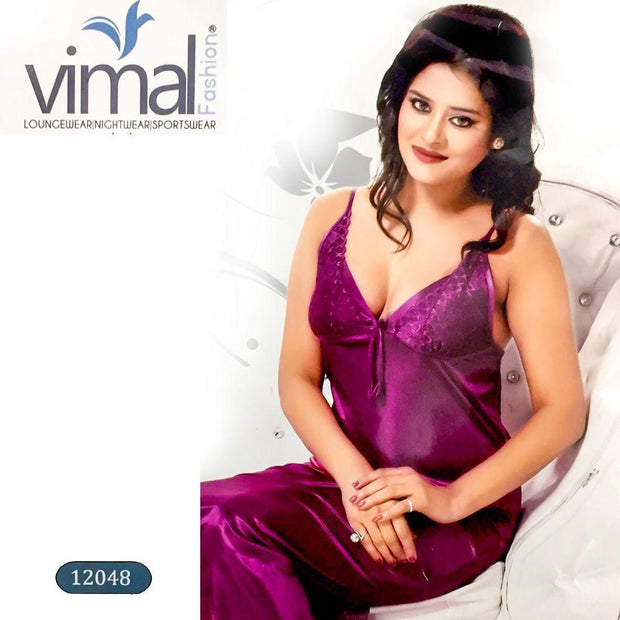 2 Pcs Bridal Nighty Set with Gown - V12048 - Satin Silk Nighty by Vimal Fashion - Nighty Sets - diKHAWA Online Shopping in Pakistan