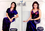 2 Pcs Princess Nighty Set with Gown - V8427 - Satin Silk Nighty by Vimal Fashion - Nighty Sets - diKHAWA Online Shopping in Pakistan