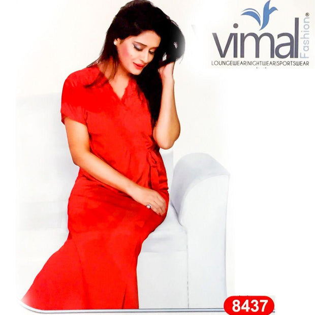 2 Pcs Princess Nighty Set with Gown - V8437 - Satin Silk Nighty by Vimal Fashion - Nighty Sets - diKHAWA Online Shopping in Pakistan