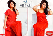 2 Pcs Wedding Nighty Set with Gown - V8055 - Satin Silk Nighty by Vimal Fashion - Nighty Sets - diKHAWA Online Shopping in Pakistan