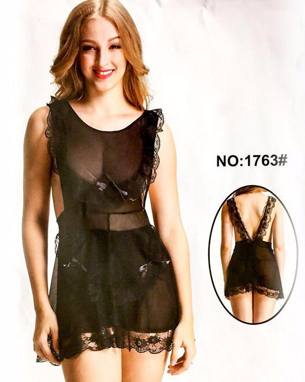 Summer Sexy Net Nighty 1763 - See Through Short Net Nighty Dress - Nighty - diKHAWA Online Shopping in Pakistan