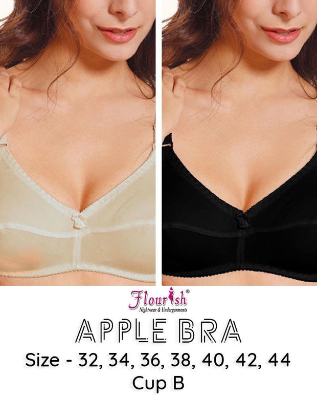 Pack of 2 - Apple Bra - Flourish - Non Padded & Non Wired Cotton Basic Bra